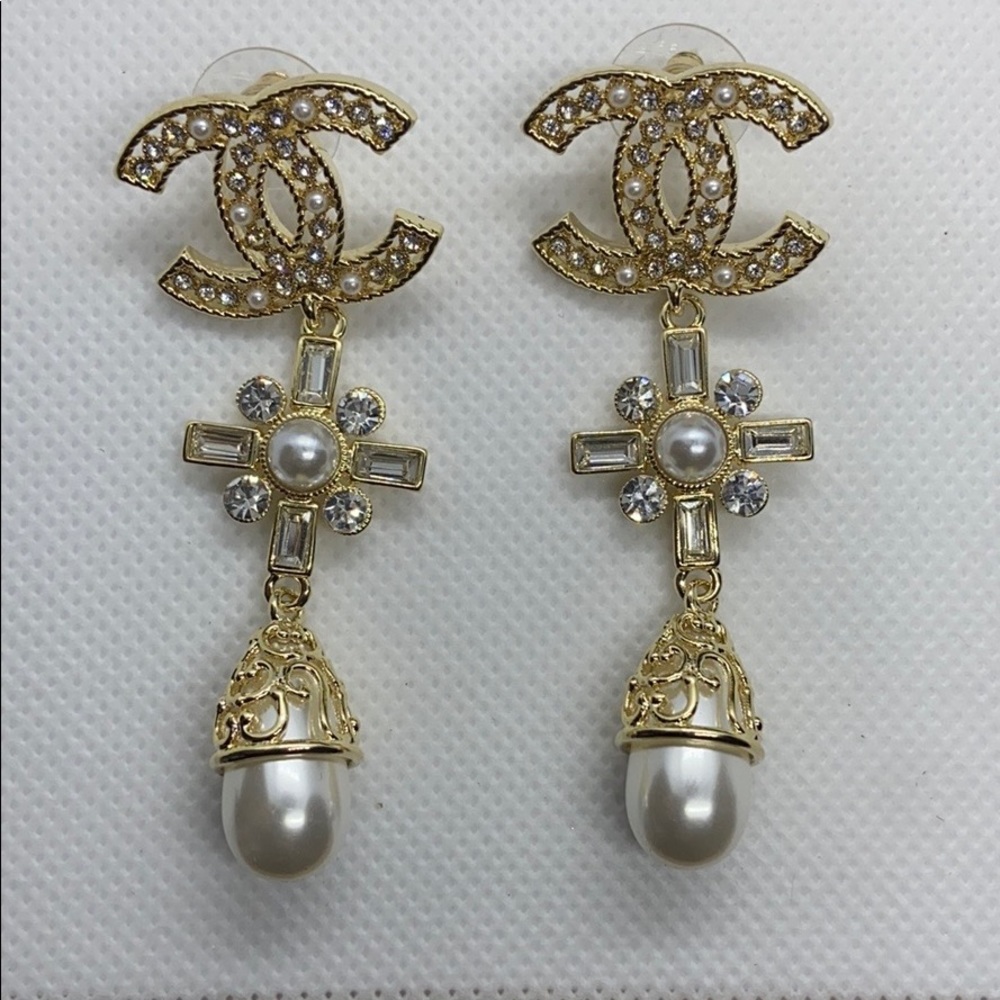Authentic Chanel Cross Earrings